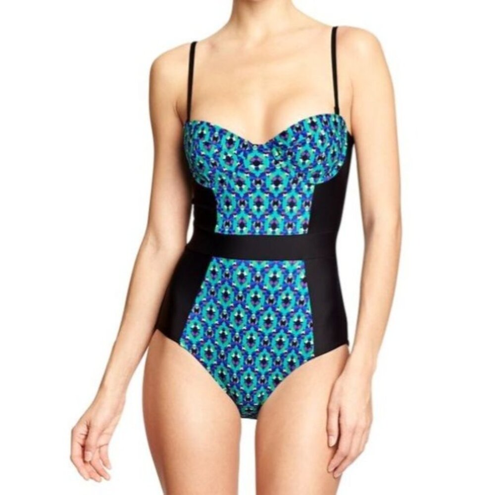 Old Navy Black Geometric One Peice Bathing Suit